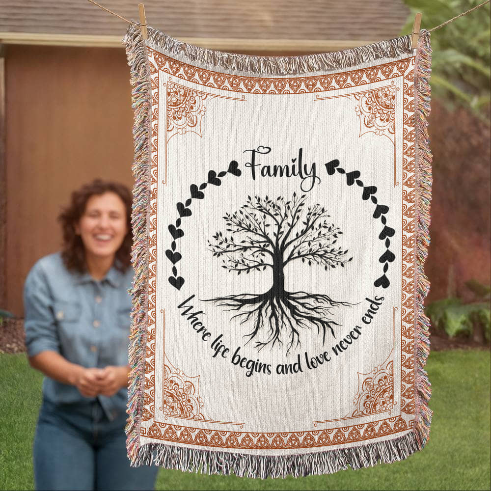 Woven Blanket Family Roots Celtic Tree