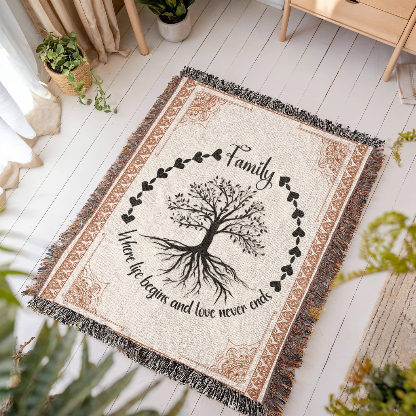 Woven Blanket Family Roots Celtic Tree