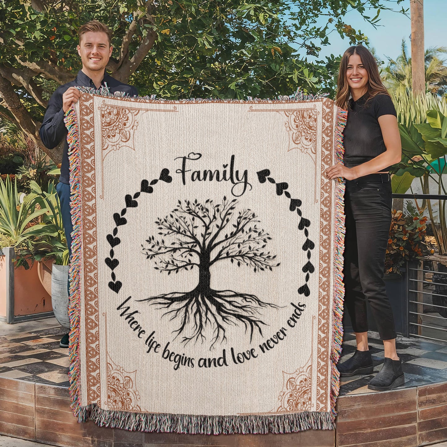 Woven Blanket Family Roots Celtic Tree