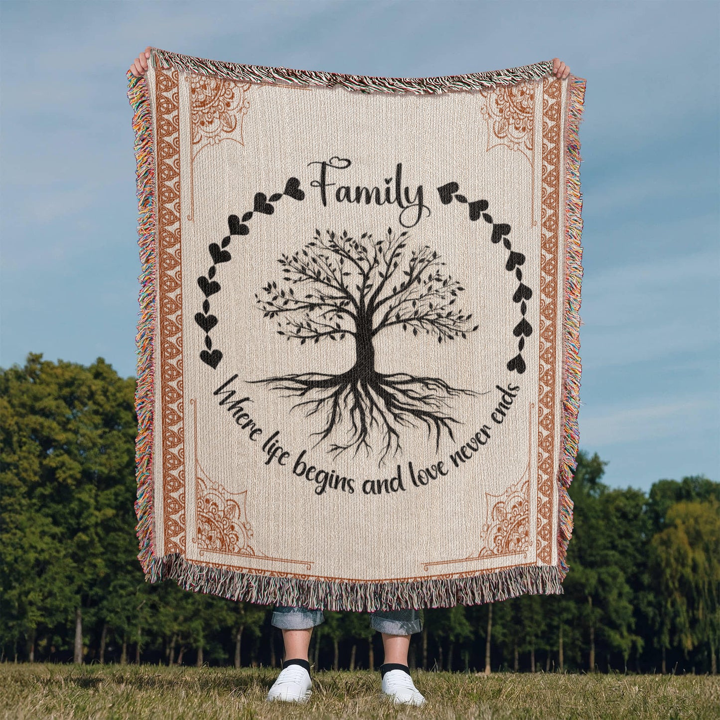 Woven Blanket Family Roots Celtic Tree