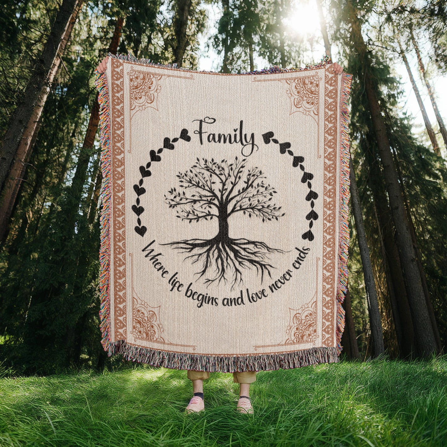 Woven Blanket Family Roots Celtic Tree