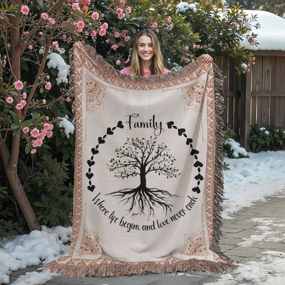 Woven Blanket Family Roots Celtic Tree