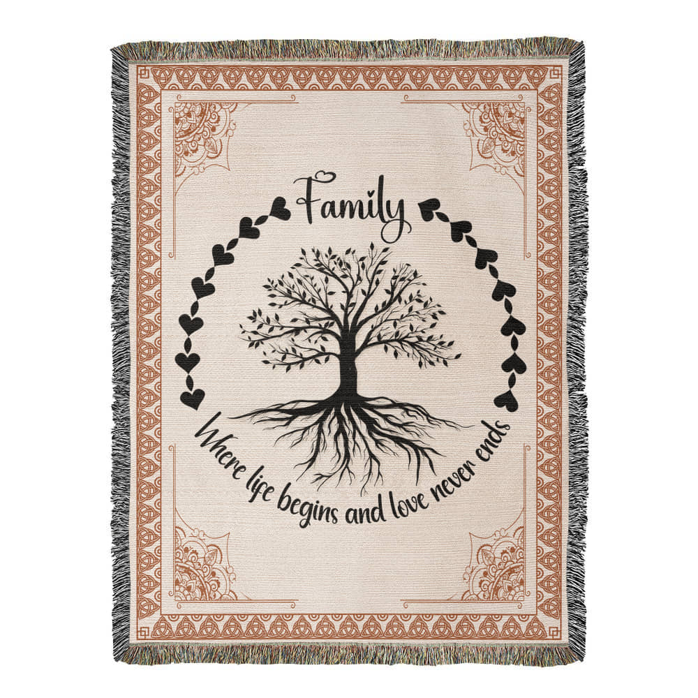 Woven Blanket Family Roots Celtic Tree