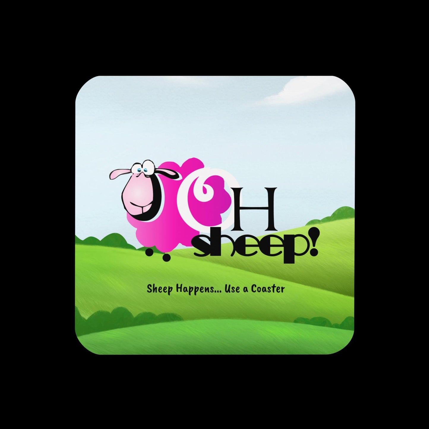 Coaster – 'Sheep Happens' Pun Drink Coaster for Coffee & Cocktails